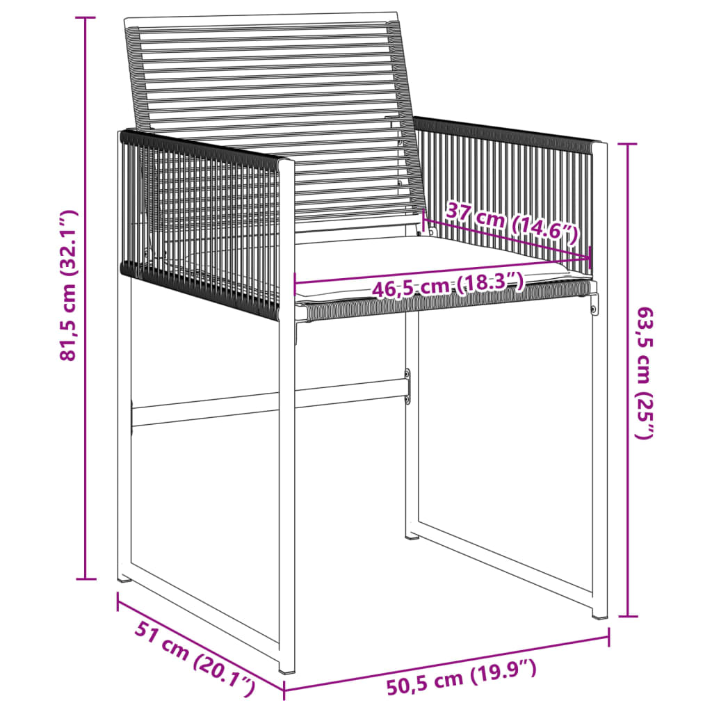 havestole med hynder 4 stk. polyrattan sort