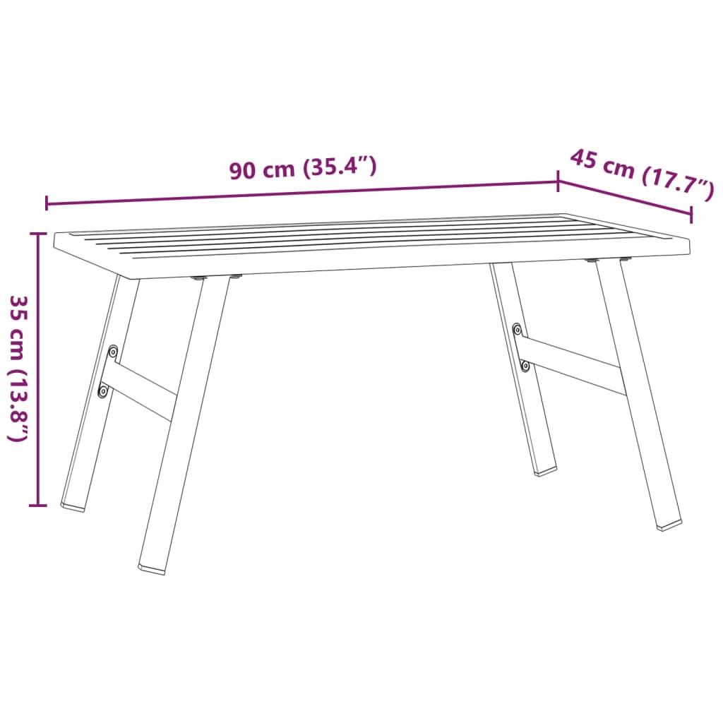 havebord 90x45x35 cm pulverlakeret stål sort