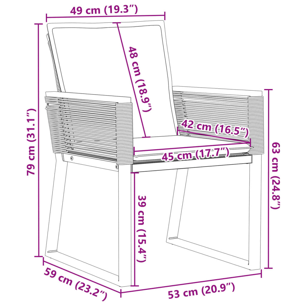 havestole med hynder 4 stk. polyrattan sort