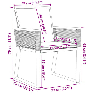 havestole med hynder 4 stk. polyrattan sort