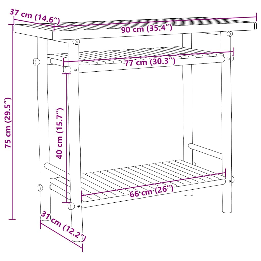 konsolbord 90x37x75 cm bambus