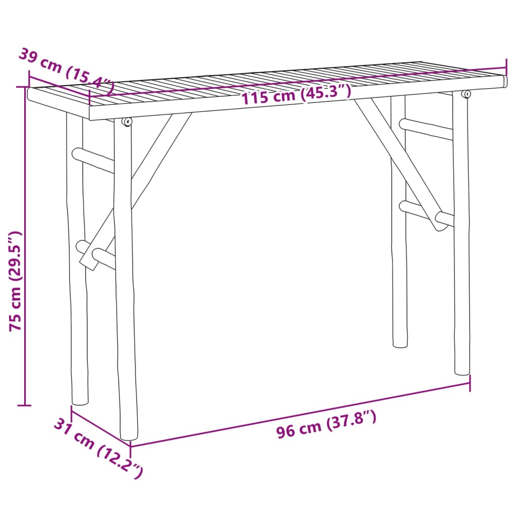 konsolbord 115x39x75 cm bambus