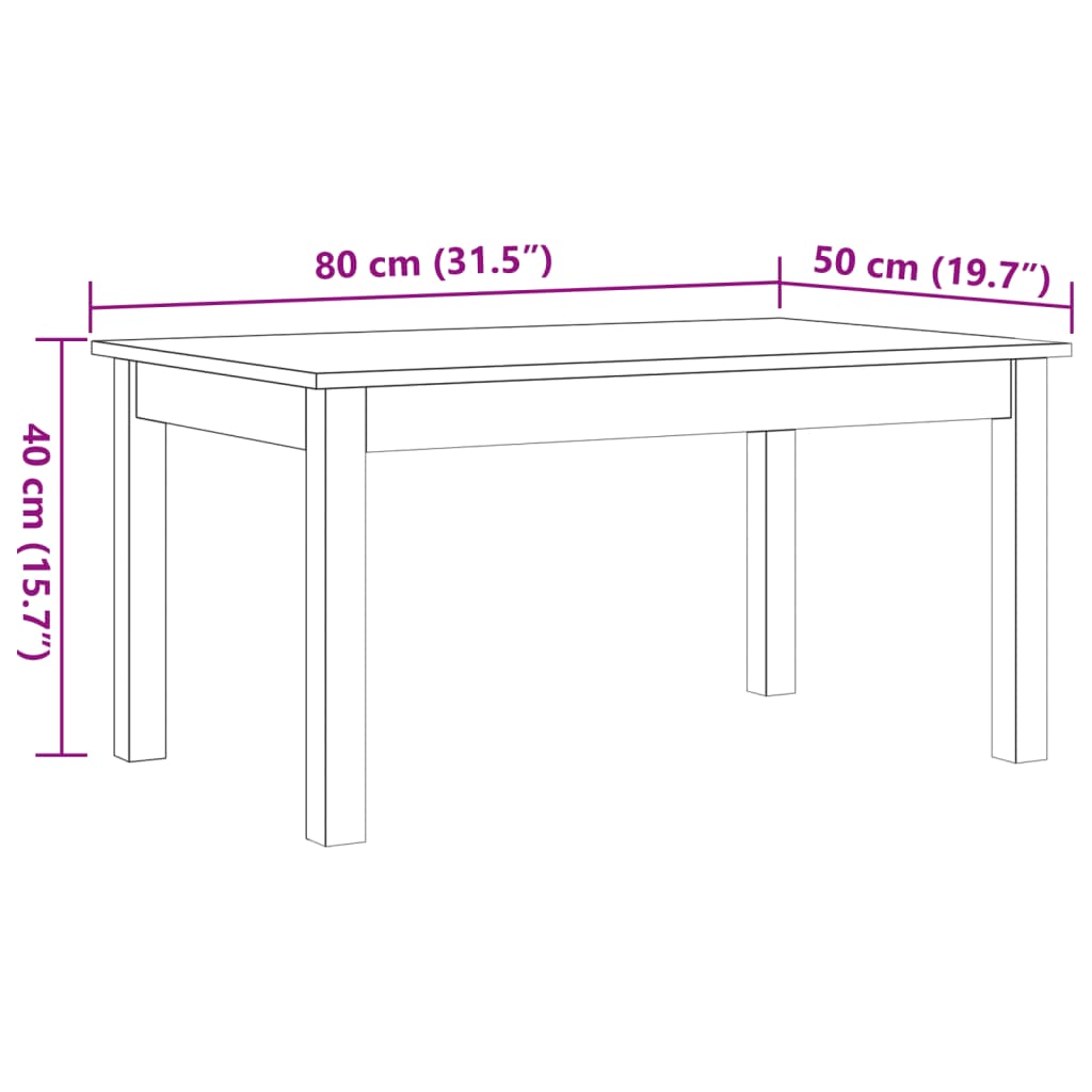 sofabord 80x50x40 cm massivt fyrretræ gyldenbrun