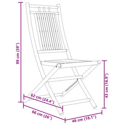 foldbare havestole 2 stk. 46x66x99 cm bambus