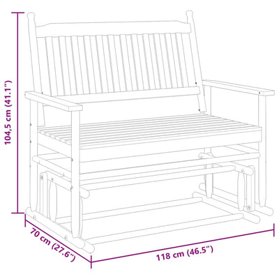 gyngebænk 118x70x104,5 cm massivt poppeltræ brun