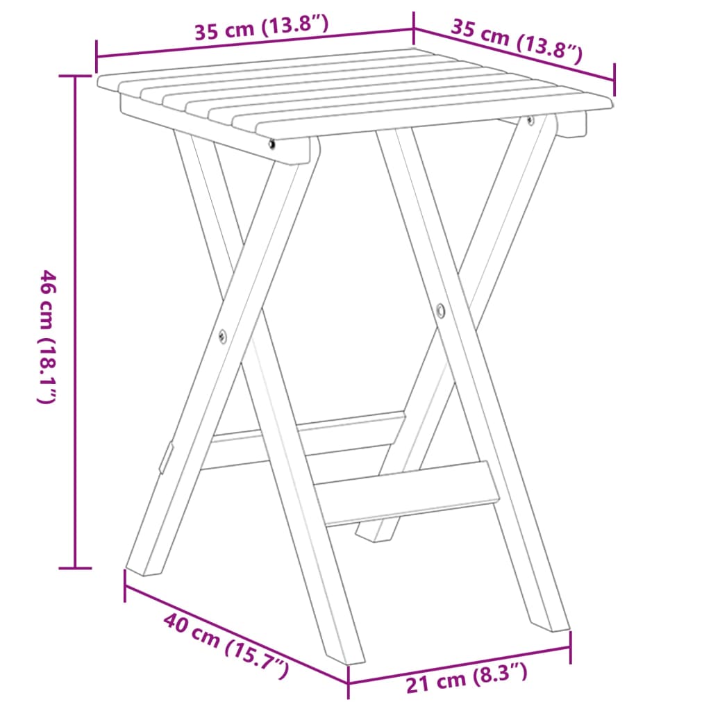 sidebord foldbart massivt poppeltræ brun