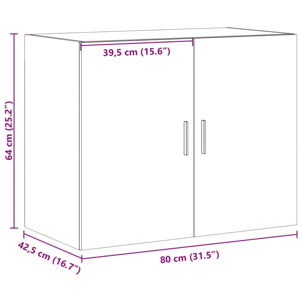 vægskab 80x42,5x64 cm konstrueret træ hvid