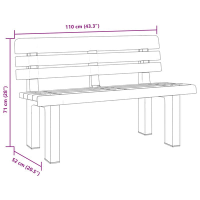 havebænk 110x52x71 cm polypropylen antracitgrå