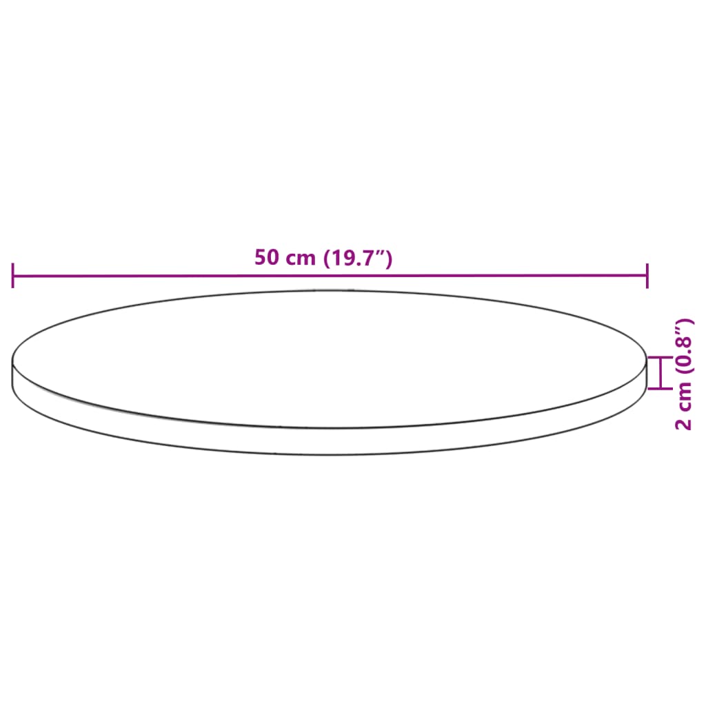 bordplade Ø50x2 cm massivt akacietræ rund