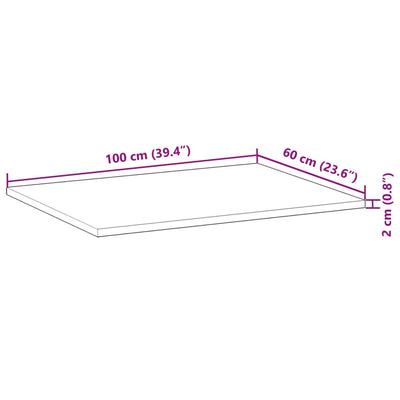 bordplade 100x60x2 cm rektangulær massivt akacietræ