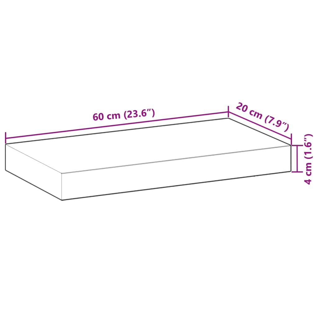 bordplade 60x20x4 cm rektangulær massivt akacietræ