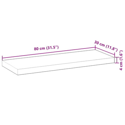 bordplade 80x30x4 cm rektangulær massivt akacietræ