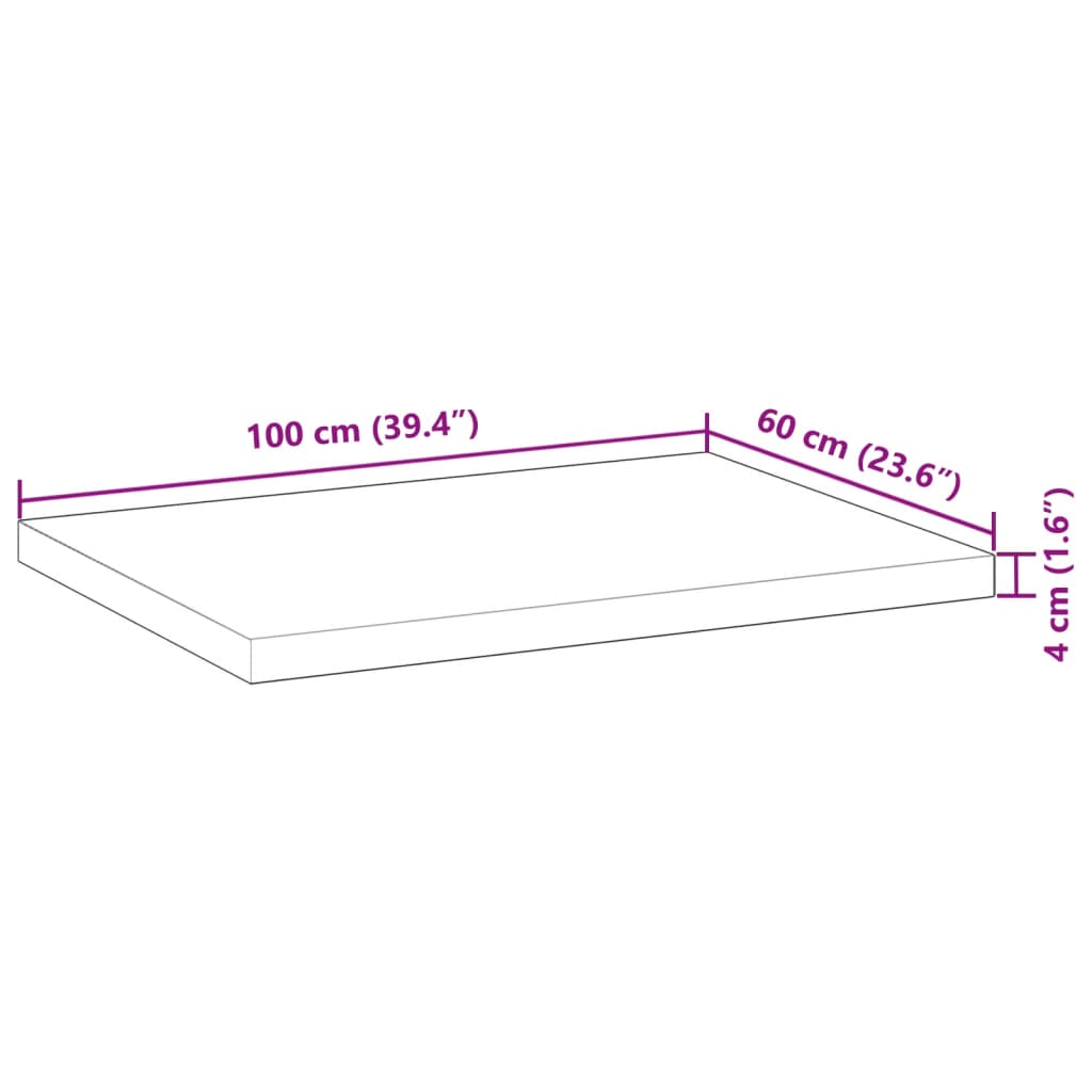 bordplade 100x60x4 cm rektangulær massivt akacietræ