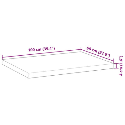 bordplade 100x60x4 cm rektangulær massivt akacietræ