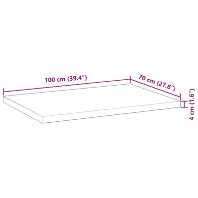 bordplade 100x70x4 cm rektangulær massivt akacietræ