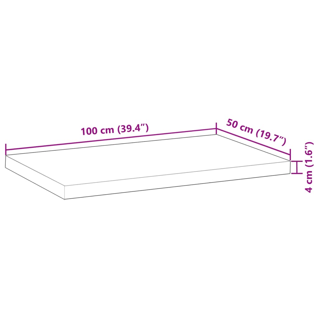 bordplade 100x50x4 cm rektangulær massivt akacietræ