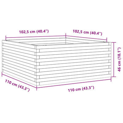 plantekasse 110x110x46 cm massivt fyrretræ