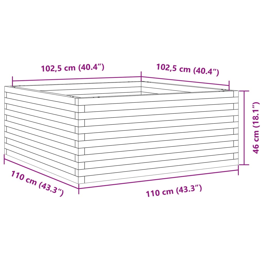 plantekasse 110x110x46 cm imprægneret fyrretræ