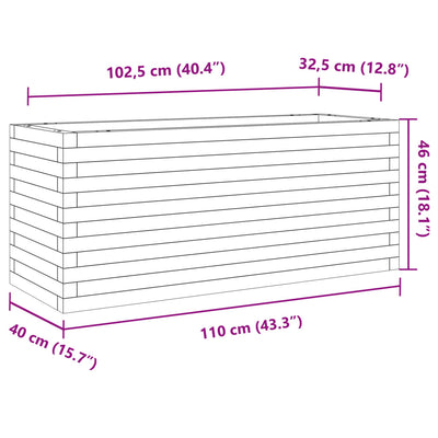 plantekasse 110x40x46 cm massivt fyrretræ hvid