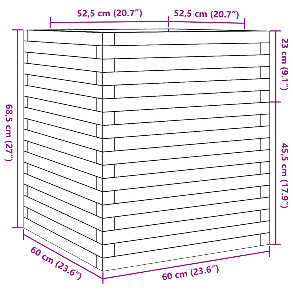 plantekasse 60x60x49,5 cm massivt douglasgran