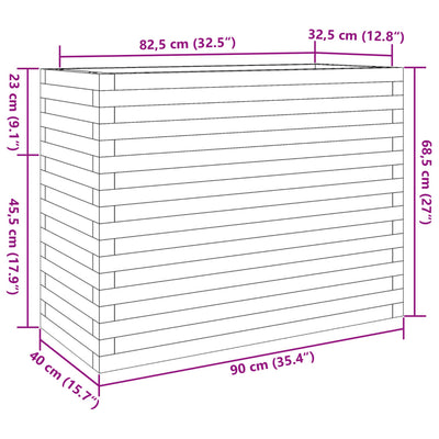 plantekasse 90x40x68,5 cm massivt fyrretræ gyldenbrun