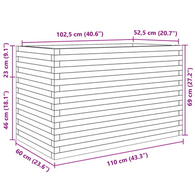 plantekasse 110x60x68,5 cm massivt fyrretræ