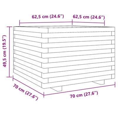 plantekasse 70x70x49,5 cm massivt fyrretræ gyldenbrun