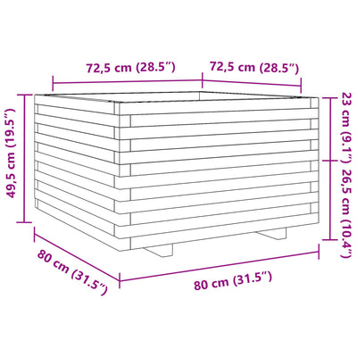 plantekasse 80x80x49,5 cm massivt douglasgran