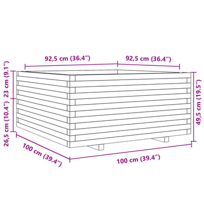 plantekasse 100x100x49,5 cm massivt fyrretræ