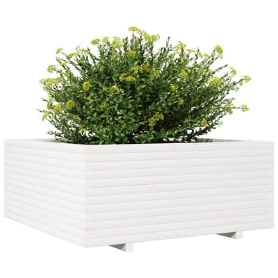 plantekasse 110x110x49,5 cm massivt fyrretræ hvid