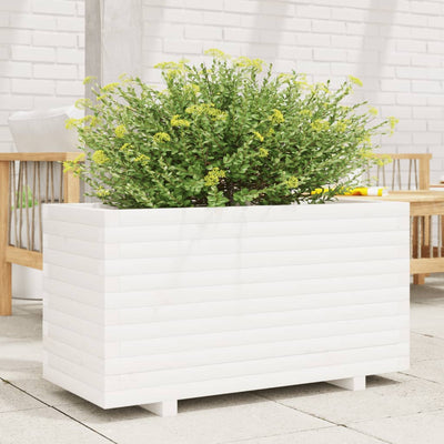 plantekasse 90x40x49,5 cm massivt fyrretræ hvid