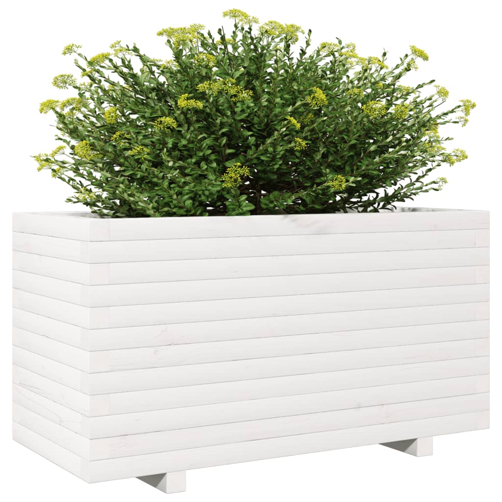 plantekasse 90x40x49,5 cm massivt fyrretræ hvid