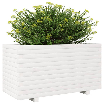 plantekasse 90x40x49,5 cm massivt fyrretræ hvid