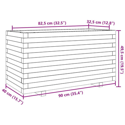 plantekasse 90x40x49,5 cm massivt fyrretræ hvid