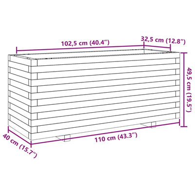 plantekasse 110x40x49,5 cm massivt fyrretræ