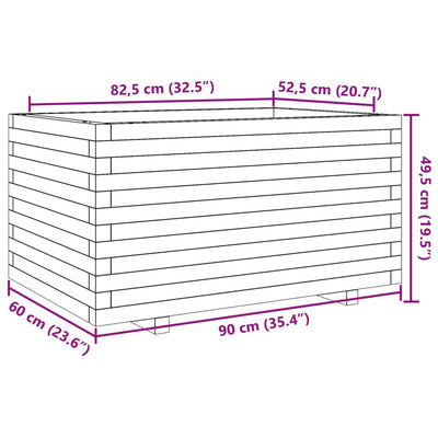 plantekasse 90x60x49,5 cm massivt fyrretræ