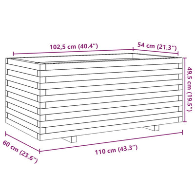 plantekasse 110x60x49,5 cm massivt fyrretræ