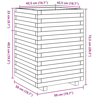 plantekasse 50x50x72,5 cm massivt fyrretræ hvid