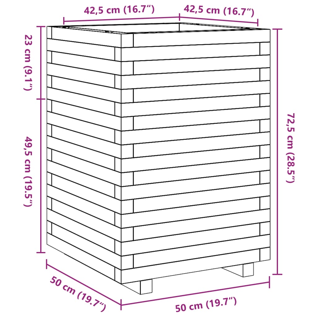 plantekasse 50x50x72,5 cm imprægneret fyrretræ