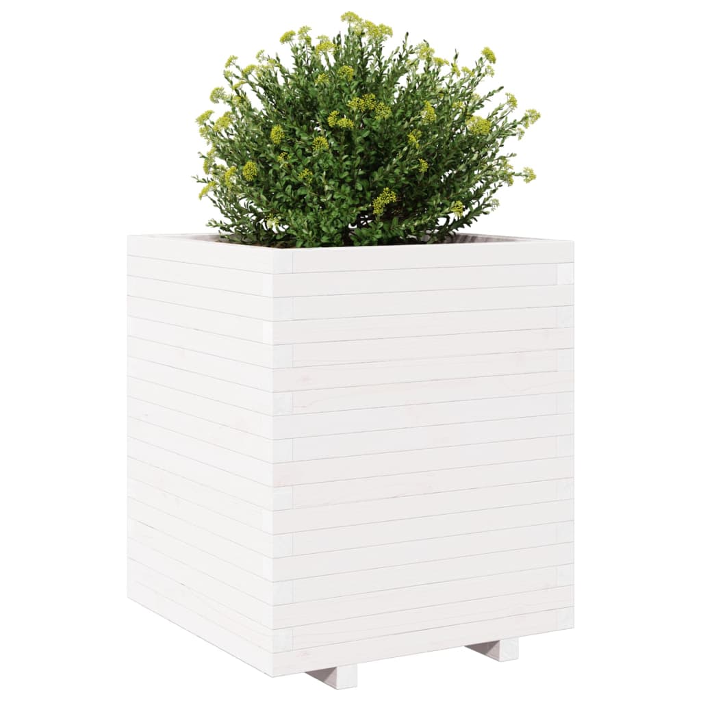 plantekasse 60x60x72,5 cm massivt fyrretræ hvid