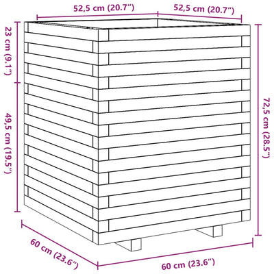 plantekasse 60x60x72,5 cm massivt fyrretræ hvid