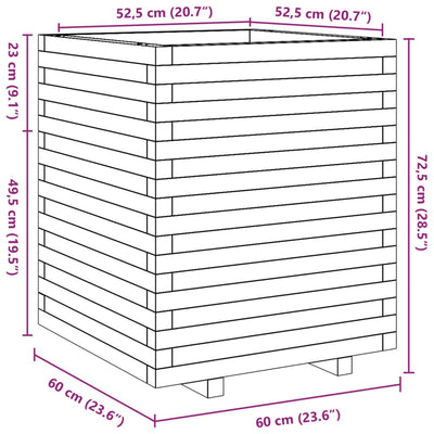 plantekasse 60x60x72,5 cm massivt fyrretræ gyldenbrun