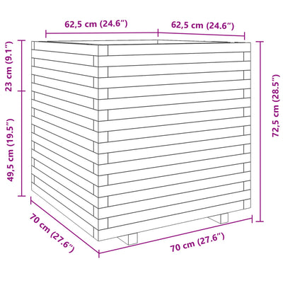 plantekasse 70x70x72,5 cm massivt fyrretræ hvid