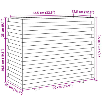 plantekasse 90x40x72,5 cm massivt fyrretræ gyldenbrun