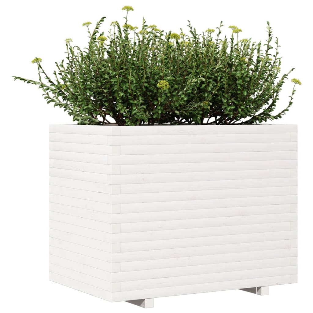 plantekasse 90x60x72,5 cm massivt fyrretræ hvid