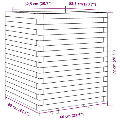 plantekasse 60x60x72 cm massivt fyrretræ