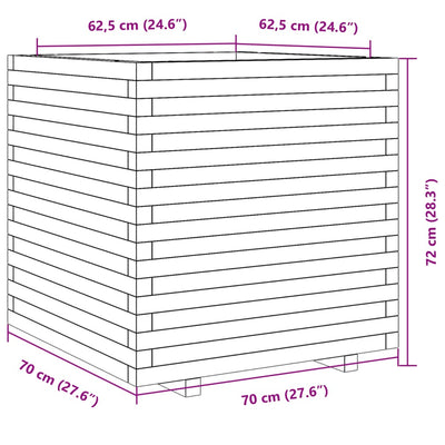 plantekasse 70x70x72 cm massivt fyrretræ gyldenbrun