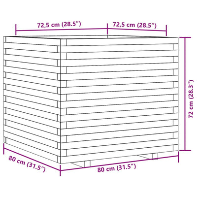 plantekasse 80x80x72 cm massivt fyrretræ