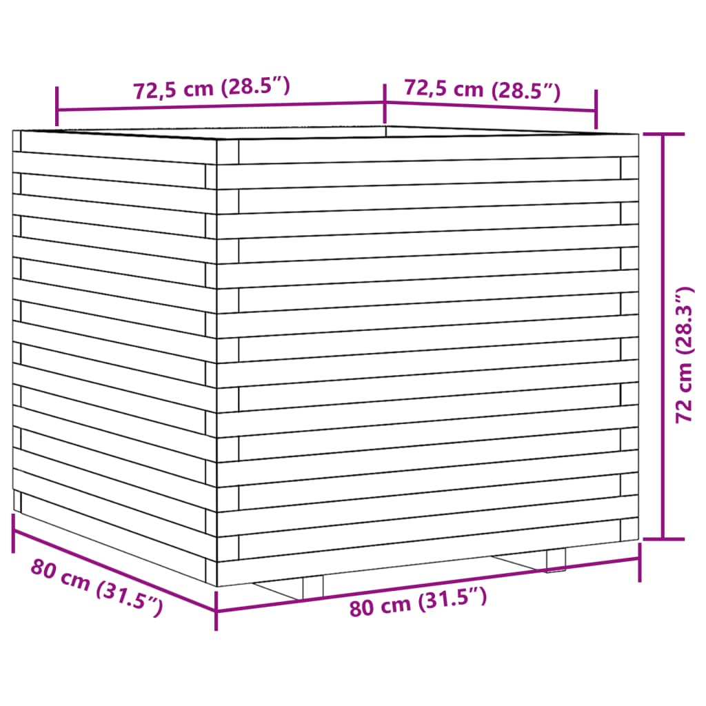 plantekasse 80x80x72 cm massivt douglasgran