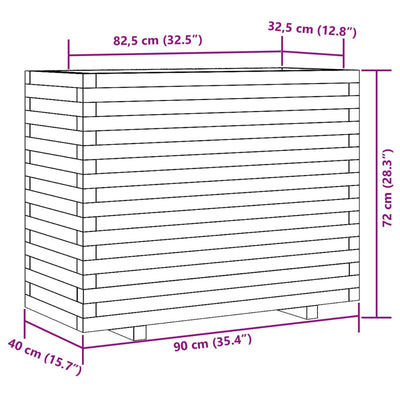 plantekasse 90x40x72 cm massivt fyrretræ